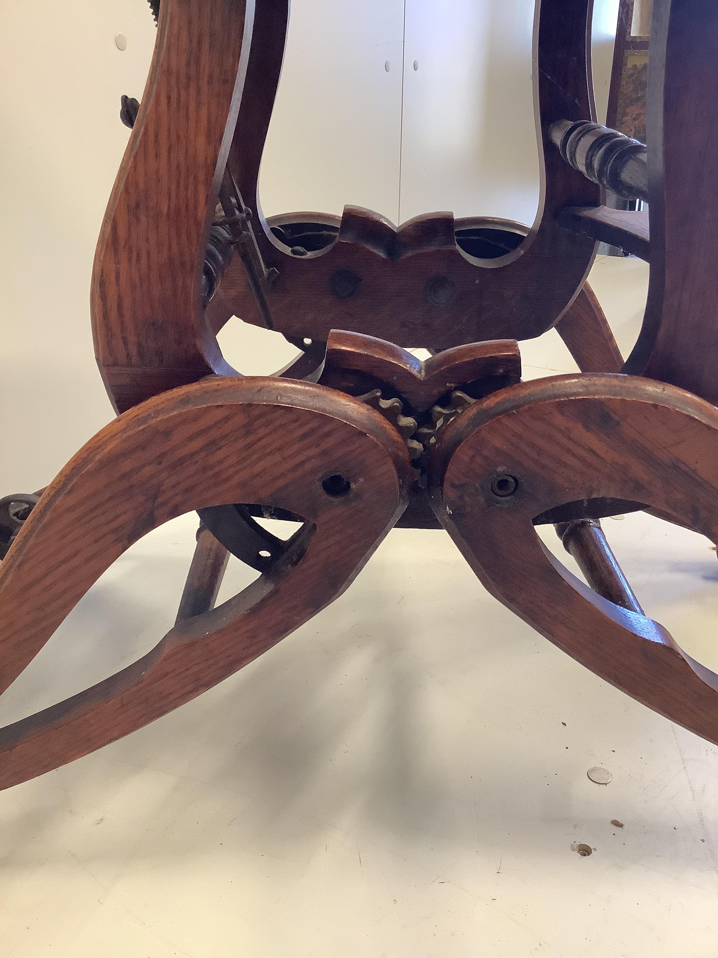 A late Victorian oak metamorphic child's chair, height 84cm